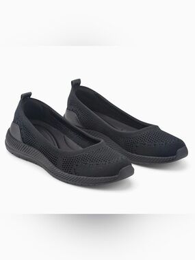 Easy Spirit Knit Slip-On Flats - Black Size 9XW